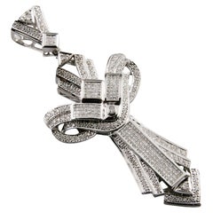 Gorgeous 14k White Gold Fancy Diamond Cross Pendant Necklace TDW = 10.27 ct