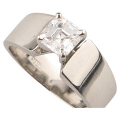 1.00 Carat Emerald Cut Diamond Solitaire Platinum Engagement Ring Size 5.5 EGL