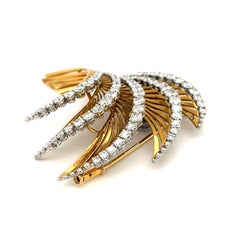 18K Yellow Gold & Platinum 3.86 ct Diamond Spray Brooch