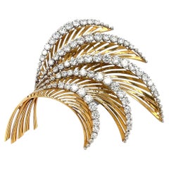 18K Yellow Gold & Platinum 3.86 ct Diamond Spray Brooch