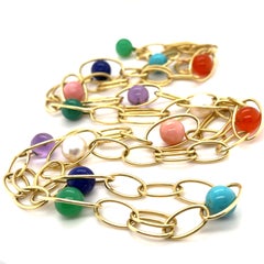 Ippolita 18k Yellow Gold Multi-Stone Sphere Bead Gold Chain Necklace 36"