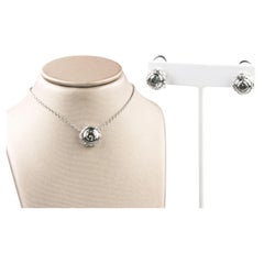 14k White Gold Diamond Solitaire Pendant & Stud Earrings TDW = 3.48 carat Nice S