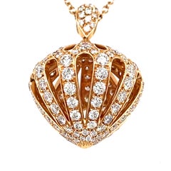 Luca Carati 18k Rose Gold 4.30 ct Diamond Bulb Pendant w/ 30" Chain