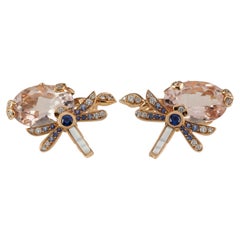 Dior 18k Rose Gold Gourmande Pastel Dragonfly Earrings w/ Box and Papers