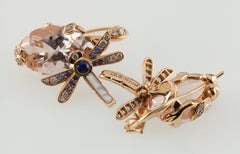 Dior 18k Rose Gold Gourmande Pastel Dragonfly Earrings w/ Box and Papers