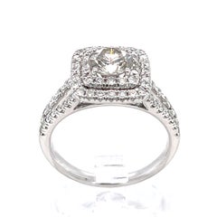 14K White Gold 0.80 ct Diamond Engagement Ring w/ 1.20 ct Accent Stones Sz 7