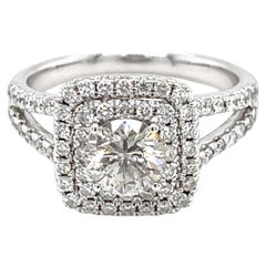 14K White Gold 0.80 ct Diamond Engagement Ring w/ 1.20 ct Accent Stones Sz 7