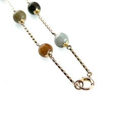 14k Yellow Gold Carved Jade Pendant w/ Various Jade Beads 22" Long