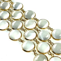 Moonstone Cabochon Necklace set in 18k Gold 38" Gross Weight: 82.38 grams
