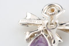 Tiffany & Co. Sterling Silver & Gold Amethyst Ribbon Retired Earrings with Box