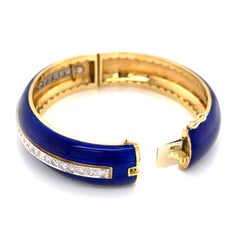 Piccini Firenze 2.15ct Diamond & Enamel 18k Gold Hinged Bangle Bracelet 60.20g