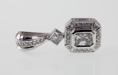 Michael Beaudry 900 Platinum Radiant Cut Diamond Solitiare Pendant TCW=0.55 cts
