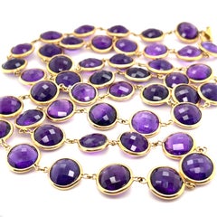 18k Yellow Gold 170ct Double-Cabochon Amethyst Long Necklace 38" 81.30 grams