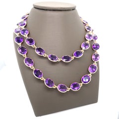 Piranesi 18k Rose Gold 148.02ct Oval-Shaped Amethyst Necklace 36-1/4" 52.2g