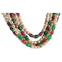 Chanel Vintage Gripoix Bead Costume Pearl 5-Strand Necklace 1970s 34"