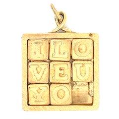 Dankner Vintage 14K Yellow Gold “I Love You” Sliding Puzzle Charm