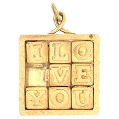 Dankner Vintage 14K Yellow Gold “I Love You” Sliding Puzzle Charm