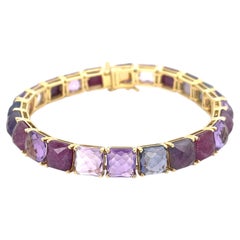 Pulsera Ippolita de oro amarillo de 18k con piedras preciosas rosas y moradas, 7,25" y 26,8 g