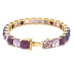 Pulsera Ippolita de oro amarillo de 18k con piedras preciosas rosas y moradas, 7,25" y 26,8 g