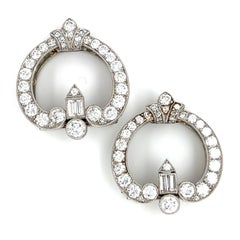 A.E. Kochert Platinum 3.4 ct Diamond Dress Clips c. 1920