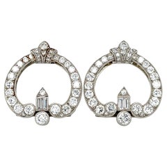 A.E. Kochert Platinum 3.4 ct Diamond Dress Clips c. 1920
