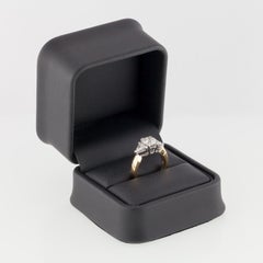 1.91 Carat Round Diamond 3-Stone 18k White & Yellow Gold Engagement Ring size 5