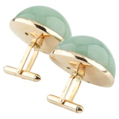 Gemelos de oro amarillo de 14k con cabujón de jade (más de 100 quilates). ¡Un regalo precioso!