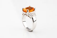 Amazing 18K White Gold Spessartite Garnet & Diamond Ring
