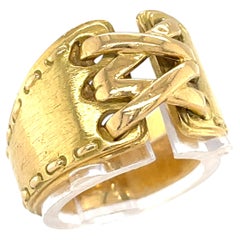 Hermes 18k Yellow Gold Corset Stitch Ring Size 6 10.6 grams