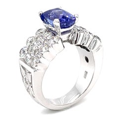 14K White Gold Ring 2 ct Tanzanite & 1.5 ct Diamond Accents Size 6