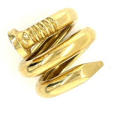 David Webb 18k Yellow Gold Coiled Nail Ring Size 6 Retail $5500