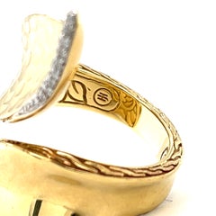 John Hardy 18k Yellow Gold Classic Chain Diamond Bypass Ring Size 7.25