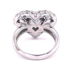 18k White Gold 3.95 ct Pave-set Diamond Heart-Shaped Bombe Ring Size 7