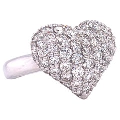 18k White Gold 3.95 ct Pave-set Diamond Heart-Shaped Bombe Ring Size 7