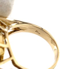 18-karätiger Goldring mit einer 14,4 mm großen Südsee-Zuchtperle und einem 1,75-Karat-Diamanten, Größe 6,5, 17,66 g