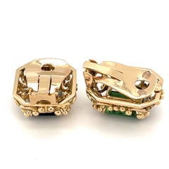 Green Tourmaline Earring Clips Mounted in 14k Yellow Gold 7/8" x 3/4" 15.2g