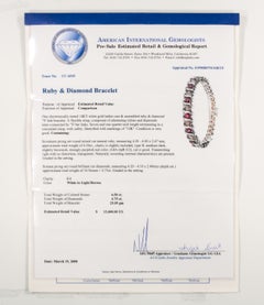 Bracelet à maillons en forme de « S » en or blanc 14 carats, avec diamants et rubis – taille 7,25 pouces – Un cadeau pour elle !