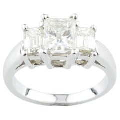 2.07 carat Princess Cut Diamond 18k White Gold 3-Stone Engagement Ring Size 5.5