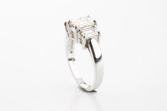 1.77 Carat Emerald Cut Diamond 3-Stone 14k White Gold Engagement Ring Size 6