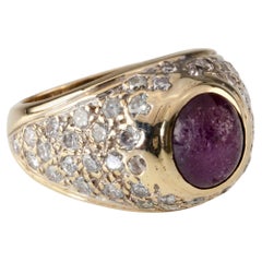 14k Yellow Gold Star Ruby and Diamond Dome Ring Size 5.75 TCW = 2.50 ct