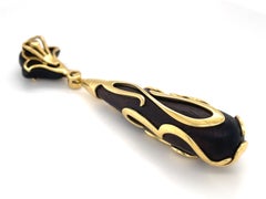 Marina B 18k Yellow Gold Wood Pendant with Diamond Solitaire
