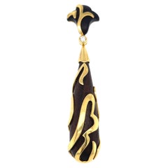 Marina B 18k Yellow Gold Wood Pendant with Diamond Solitaire