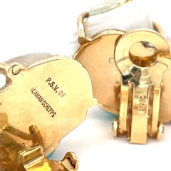 Seaman Schepps 14k Gelbgold Turbo Shell Ohr Clips Türkis Cabochons