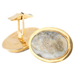Beautiful 14k Yellow Gold 39 Carat Rock Crystal Cufflinks Great Gift!