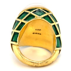 18k Yellow Gold Mabe Pearl Ring - Size 6.25