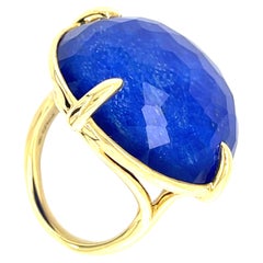 Ippolita 18k Yellow Gold Rock Candy Prince Ring Crystal and Lapis Size 6.75