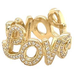 Roberto Casarin 18k Yellow Gold and Diamond "Love" Ring Size 6.5 10g