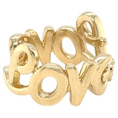 Roberto Casarin 18k Yellow Gold and Diamond "Love" Ring Size 6.5 10g