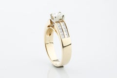 14k Yellow Gold Princess Solitaire Engagement Ring w/ Accent Stones TCW = 1.45 c