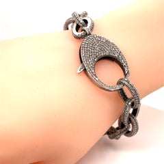 Safia Sterling Silver Pave Diamond Chain with Lobster Clasp 7.5"
